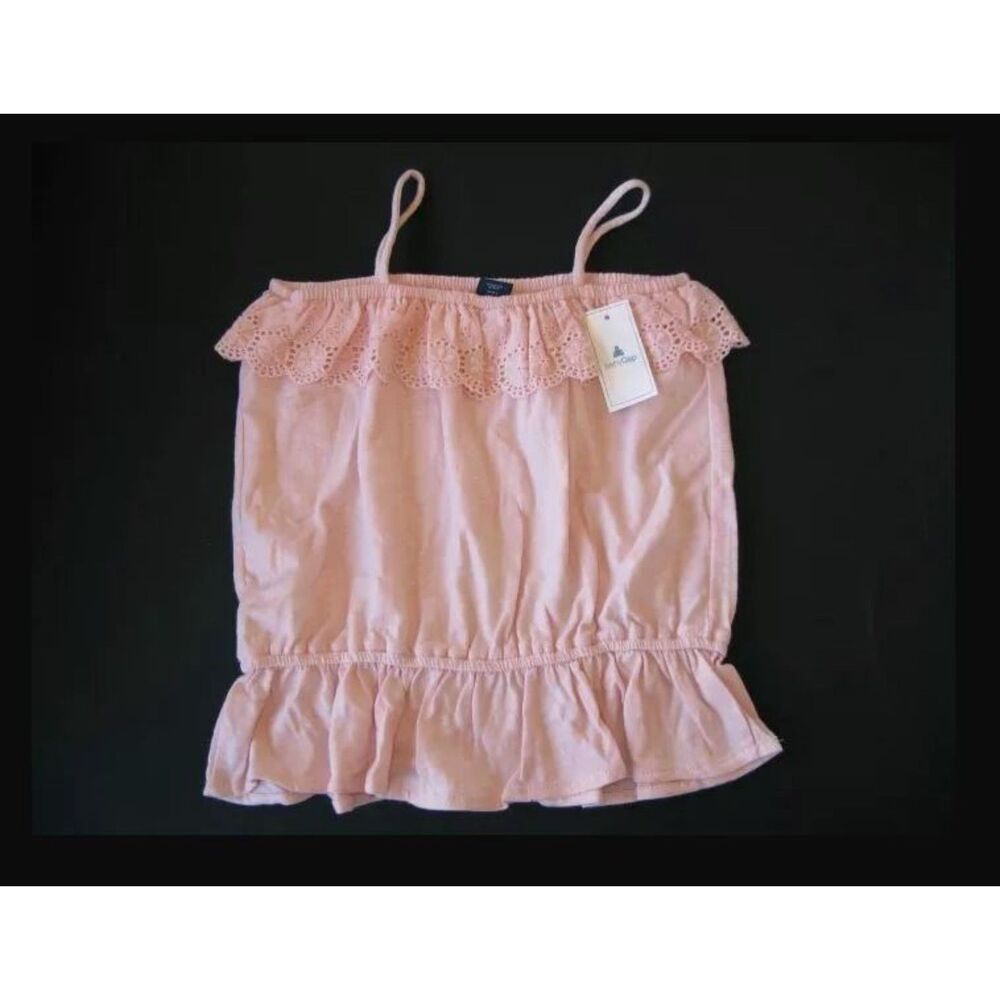 NEW Baby Gap kids girls tank top 3 3T light pink knit tee shirt eyelet ruffle